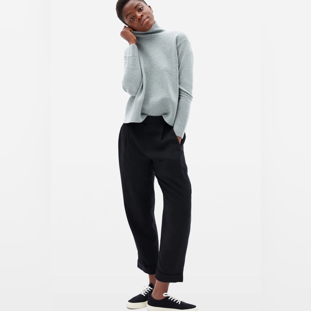 Everlane Black Cropped Pleated Trousers